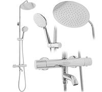 Rea Colonne de Douche AVEC THERMOSTAT LUNGO CHROME Système de Douche en Laiton Pour Salle de Bain (Chrome)