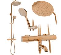 Rea Colonne de Douche avec thermostat Lungo Rose Gold Système de Douche en Laiton Pour Salle de Bain (Or Rosé)