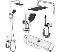 Rea Colonne de Douche avec thermostat ROB Chrome Système de Douche en Laiton Pour Salle de Bain (Chrome)