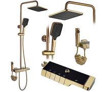 Rea Colonne de Douche avec thermostat ROB Gold Brush Système de Douche en Laiton Pour Salle de Bain (Or)