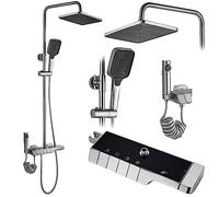 Rea Colonne de Douche avec thermostat ROB Nickiel Brush INOX Système de Douche en Laiton Pour Salle de Bain (Acier)