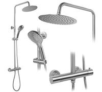 Rea Colonne de Douche avec thermostat VINCENT NICKEL BRUSH INOX Système de Douche en Laiton Pour Salle de Bain (Acier)