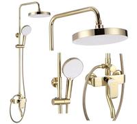 Rea Colonne de Douche BLOOM WHITE GOLD Système de Douche en Laiton pour Salle de Bain (Blanc/Or)