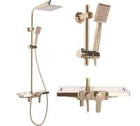 Rea Colonne de douche Bravo Gold Système de douche en laiton pour salle de bain (Or)