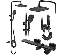 Rea Colonne de Douche HELIX Black Système de Douche en Laiton Pour Salle de Bain (Noir)