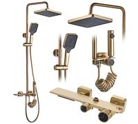 Rea Colonne de Douche HELIX Brush Gold Système de Douche en Laiton Pour Salle de Bain (Or)