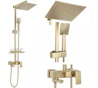 Rea Colonne de Douche JACK BRUSHED GOLD Système de Douche en Laiton Pour Salle de Bain (Or)