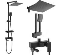 Rea Colonne de douche JACK Système de douche en laiton noir pour salle de bain (noir mat)