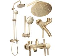 Rea Colonne de Douche Luis Gold Brush Système de Douche en Laiton Pour Salle de Bain (Or)