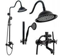Rea Colonne de douche Retro Old Black système de douche en laiton pour salle de bain (noir mat)