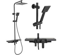 Rea Colonne de Douche SET BRAVO BLACK Système de Douche en Laiton Pour Salle de Bain (Noir)