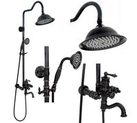 Rea Colonne de Douche SET VINTAGE BLACK Système de Douche en Laiton Pour Salle de Bain (Noir)