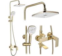 Rea Colonne de douche STORM GOLD Système de douche en laiton pour salle de bain (Or)