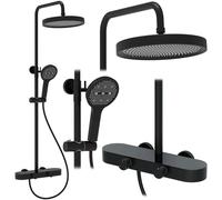 Rea Cris ensemble de douche mural avec douche pluie noir REA-P0360