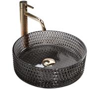 Rea Cristal Black umywalka 35,5 cm okrągła nablatowa czarna REA-U9671