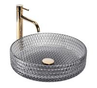 Rea Cristal umywalka 39x39 cm okrągła nablatowa szary REA-U8880