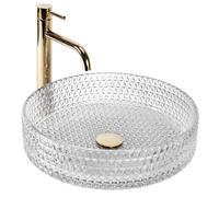 Rea Cristal umywalka 39x39 cm okrągła nablatowa transparentna REA-U8881