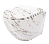 Rea Cuvette WC Carlos Slim Lava Shiny Cuvette Toilette céramique - Abattant Softclose en Duroplast - Abaissement Automatique à Fermeture en Douceur (Imitation de pierre)