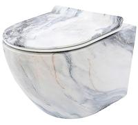 Rea Cuvette WC Suspendu Mural Carlos Slim Granit Matt Cuvette Toilette céramique - Abattant Softclose en Duroplast - Abaissement Automatique à Fermeture en Douceur (Imitation de pierre)