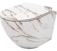 Rea Cuvette WC Suspendu Mural Carlos Slim Lava Mat Cuvette Toilette céramique - Abattant Softclose en Duroplast - Abaissement Automatique à Fermeture en Douceur (Blanc)