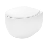 Rea Cuvette WC Suspendu Mural Lars Cuvette Toilette céramique - Abattant Softclose en Duroplast - Abaissement Automatique à Fermeture en Douceur (Blanc)