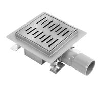 Rea Drain linéaire LINE 150x150 Nickel Brush Caniveau de Douche en Acier Inoxydable Siphon Sol d'évacuation pour Salle de Bain Drain De Plancher Douche (Acier brossé)