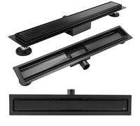 Rea Drain linéaire Neox Black Matt 70 Caniveau de Douche en Acier Inoxydable Siphon Sol d'évacuation pour Salle de Bain Drain De Plancher Douche (Noir mat)