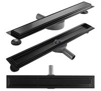 Rea Drain linéaire Neox Pro Black Matt 80 Caniveau de Douche en Acier Inoxydable Siphon Sol d'évacuation pour Salle de Bain Drain De Plancher Douche (Noir mat)