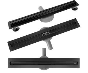 Rea Drain linéaire Neox Slim pro black 70 Caniveau de Douche en Acier Inoxydable Siphon Sol d'évacuation pour Salle de Bain Drain De Plancher Douche (Noir mat)