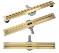 Rea Drain linéaire Neox Slim pro Gold 80 Caniveau de Douche en Acier Inoxydable Siphon Sol d'évacuation pour Salle de Bain Drain De Plancher Douche (Or)
