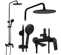 Rea Ensemble de douche Avalon Black, Kit complet pour une expérience de douche revitalisante - 50x23x153cm