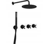 Rea Ensemble de Douche ENCASTRÉ EXIT BLACK Système de Douche en Laiton Pour Salle de Bain (Noir)