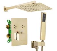 Rea Ensemble de Douche ENCASTRÉ FENIX DAVIS L.GOLD BOX Système de Douche en Laiton Pour Salle de Bain (Or)