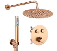 Rea - Ensemble De Douche Encastré Lungo Thermostat, Brush Copper