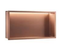 Rea - Étagère encastrée de salle de bain Led 30x60 Cuivre Brossé - 10x48x33 cm