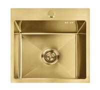 Rea - Évier En Acier - Leo 40 Avec Robinet de Cuisine - Metallo - Oro Spazzolato - 40x45x18,5 cm