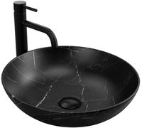 Rea Vasque à poser FIBO Black Matt Lavabo Salle de Bain 405 x 405 x 120 mm en Céramique (noir mat)