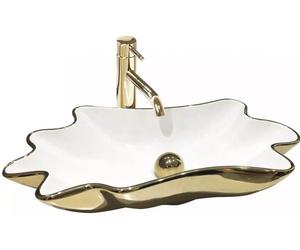 Rea Infinity umywalka 62x33 cm nablatowa biała-złota REA-U3400