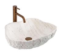 Rea Isla lavabo 49x37 cm à poser blanc-gris/pierre-marron/beige mat REA-U0642