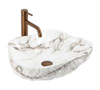 Rea Isla lavabo 49x37 cm à poser blanc-gris/pierre mat REA-U3222