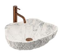Rea Isla lavabo 49x37 cm à poser blanc-gris/pierre mat REA-U3512