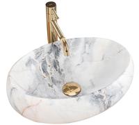 Rea Linda Granit Matt umywalka 48x34 cm nablatowa owalna kamień REA-U8567