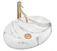 Rea Linda umywalka 48x34 cm nablatowa owalna imitacja kamienia REA-U8695