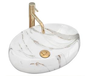 Rea Linda umywalka 48x34 cm nablatowa owalna imitacja kamienia REA-U8695