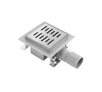 Rea Drain linéaire LINE 150x150 Nickel Brush Caniveau de Douche en Acier Inoxydable Siphon Sol d'évacuation pour Salle de Bain Drain De Plancher Douche (Acier brossé)