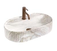 Rea Marcela lavabo 60x37 cm ovale à poser marron/beige mat REA-U3517
