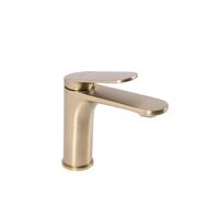 Rea Robinet de lavabo Marco Brush Gold low Mitigeur Salle de Bain en Laiton Monocommande Chaude et Froide Réglable Robinet de Lavage à la Main (Or brossé)