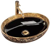 Rea Margot lavabo 52x40 cm ovale à poser noir-doré REA-U8978