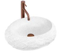 Rea Mika lavabo 50x38 cm ovale à poser blanc-gris/pierre mat REA-U3223