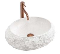 Rea Mika lavabo 50x38 cm ovale à poser blanc-gris/pierre mat REA-U7350